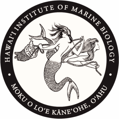 Seal of the Hawai‘i Institute of Marine Biology with two mermaids and a banner, in a circular black border.