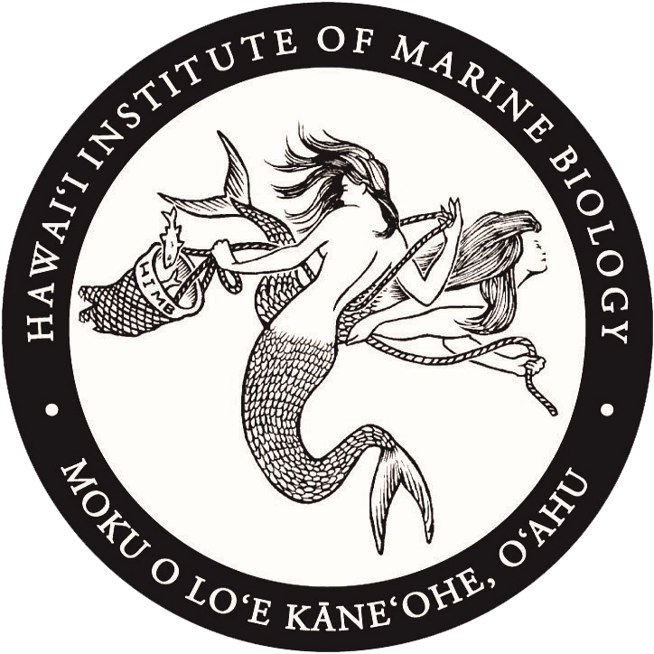 Seal of the Hawai‘i Institute of Marine Biology with two mermaids and a banner, in a circular black border.