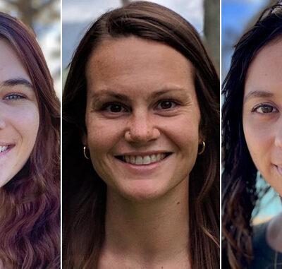 A collage of three women smiling, each shown from the shoulders up against outdoor backgrounds.
