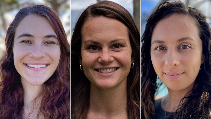 A collage of three women smiling, each shown from the shoulders up against outdoor backgrounds.